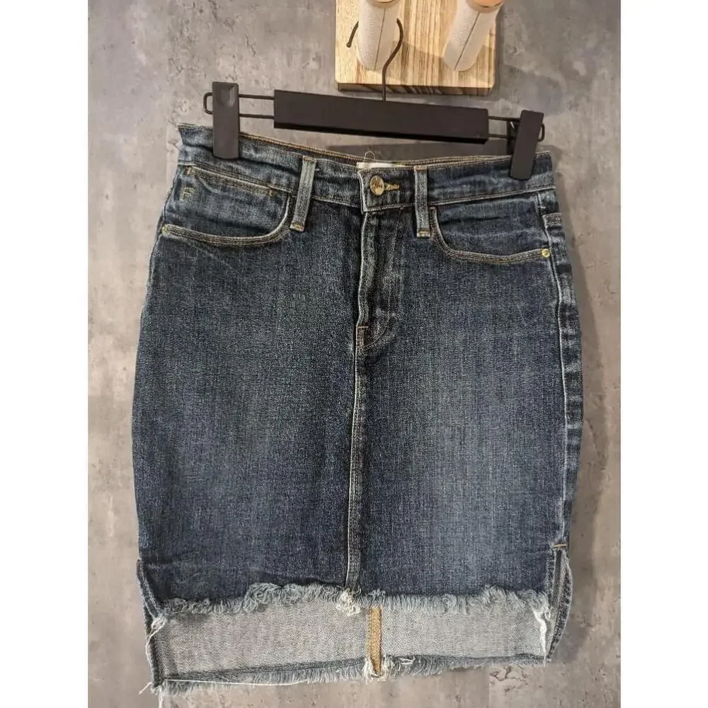 Women's Frame Denim Blue Distressed Skirt Size 24 - Picture 2 of 8